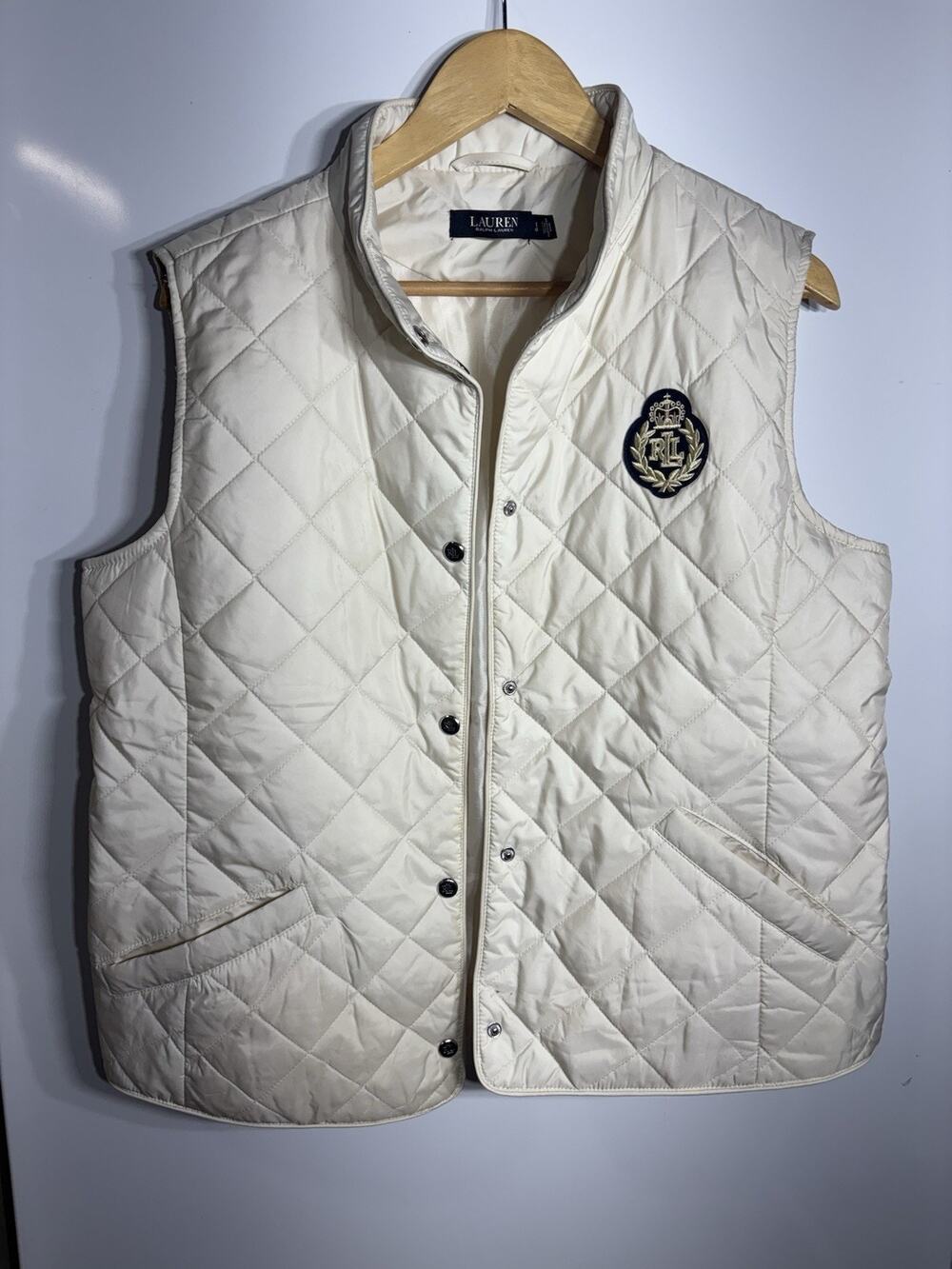 Ralph Lauren Quilted Beige Vest Women’s Size L